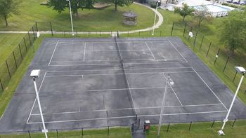 Tennis court aerial view